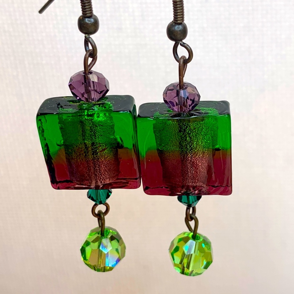 Handmade lampwork glass with Swarovski Crystal & Czech glass earrings